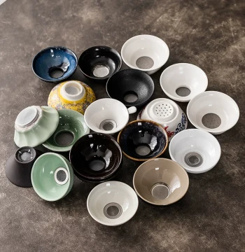 Creative Ceramic Tea Strainer and Filter Mesh, White Porcelain Tea Funnel for Kung Fu Tea Sets