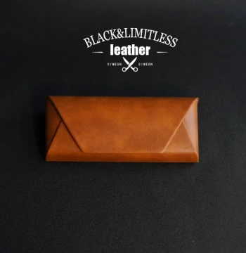 Premium Handmade Japanese Crazy Horse Leather Black/Brown PU Large Retro Artistic Pressure-Resistant Myopia Sunglasses Case