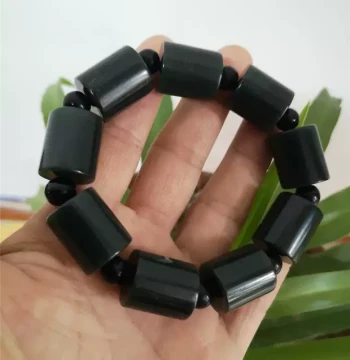 Hetian Jade Bracelet Green Jade Lezi Bracelet Xinjiang Hetian Mountain Material Raw Stone Men's Barrel Bead Blue-and-White Real Jade Free Shipping