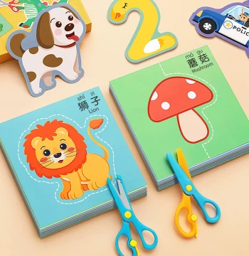 Paper Cutting Craft Kit for Kids Ages 2-3, Kindergarten Entry-Level Fun Educational Toy for Focus Training and Origami Set
