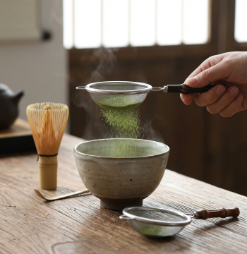 Purple Bamboo Whip Tea Strainer: Minimalist Ancient-Style Matcha Powder Filter, Multi-Function Tea Infuser Mesh Sieve, Teaware Accessory