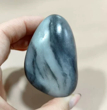 112g Hetian Jade Blue-and-White Jade Black-and-White Seed Material Raw Stone Distinct Black and White Aggregated Ink Feature Jade Premium Hand Piece Material