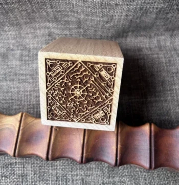 Wooden Seal, Five Thunder Train Stamp, Peach Wood Seal, 5cm Single-Sided Stamp, Craft Supply Seal