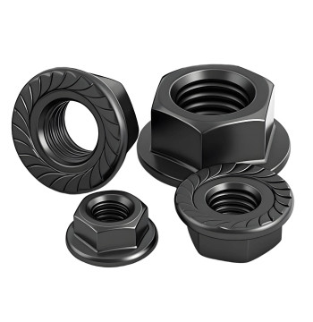 Grade 8 & 10 Black Oxide Flange Nuts, Fine Thread Locking Nuts, Black Hex Flange Nuts with Anti-Slip Teeth