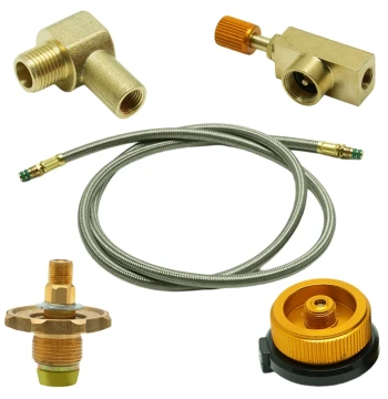 Outdoor Stove Connection Pipe Accessories, Valve Metal Braided Flexible Hose Replacement for Leaks, Detachable Camping Stove Parts