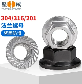 Flange Nuts, 304 Stainless Steel Hex Anti-Slip with Integrated Washers, Fine Reverse Thread Locking Nuts M3 M4 M5 M6 M12
