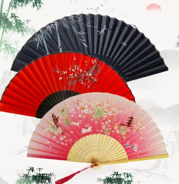 Women's Bamboo Folding Fan: Classical Dance Fan for Ancient Costume Performances, Photography, Hanfu, and Chinese-Style Handmade Silk Fans