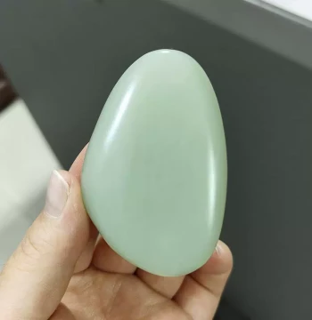 63g Hetian Jade Green-White Seed Material Raw Stone Natural Fine-Texture Green-White Jade Handheld Play Piece Carving Material