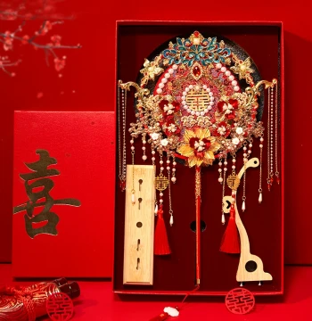 Double-Sided Round Fan Bride Wedding DIY Material Kit Handmade Finished Product Premium Xiuhe Wedding Fan