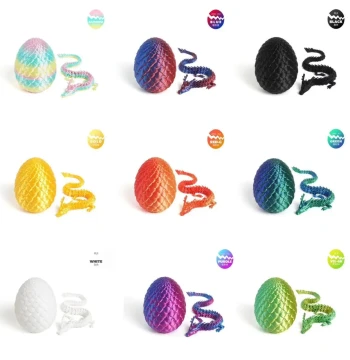 3D Printed Dragon Toy Figure with Dragon Egg Set, Articulated Model, Realistic Animal Decorative Ornament, Kids Gift