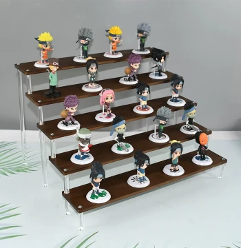 Retro Wooden Tiered Rack, Bracelet Storage Stand, Cultural Plaything Display Prop, Figure Model Blind Box Display Shelf