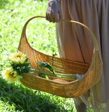 Guiweiyuan Handheld Basket Gift Basket Imitation Rattan Weaving Light Luxury Fruit Gift Basket Flower Basket Outdoor Large Picnic Basket Pastoral Style