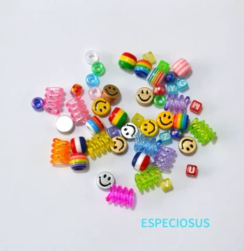 DIY Shoelace Decorative Beads Materials, Canvas Shoe Acrylic Large-Hole Beads, Spring Mixed Spacer Accessories