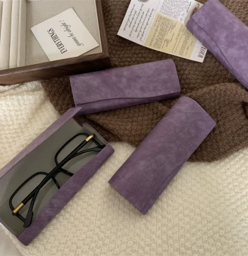 Premium Haze Purple Impact-Resistant Glasses Case Japanese Style Hard Shell Dust-Proof Student Myopia Sunglasses Storage Box