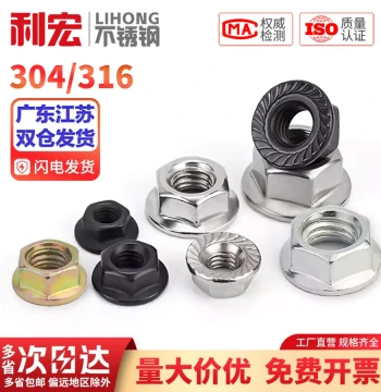 Jinchao 201/304 Stainless Steel Flange Nut, 316 Anti-Slip Locking Cap, Imperial Fine Left-Hand Thread with Washer