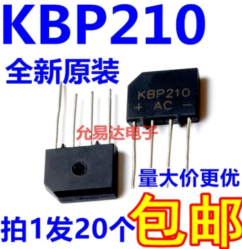 KBP210 Rectifier Bridge, Brand New Original, Flat Bridge 2A 1000V, Bridge Stack [20 Pieces]