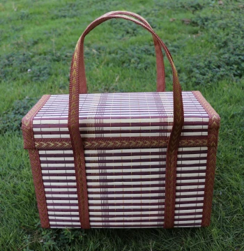 Rectangular Hand-Carried Extra Large and Small Foldable Bamboo Basket for Zongzi, Snacks, Eggs, and Fruits
