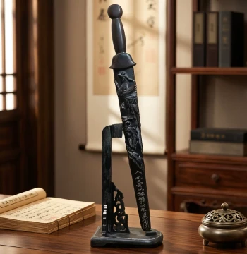 Taoist Handcrafted Peach Wood Sword Jiutian Xuannu Sword Relieved Peach Wood Plate Phoenix Sword Taoist Supplies Feicheng One-Piece Peach Wood Sword