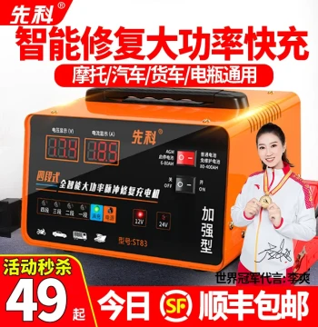 SAST Smart Pulse Repair Battery Charger for 12V/24V Car and Motorcycle Batteries, High Power