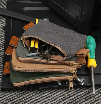 Electrician Maintenance Storage Bag, Durable Hardware Tool Bag, Simple Wet Wax Canvas Small Bag, Portable Tool Pouch