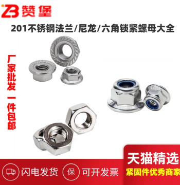 201 Stainless Steel Hex Flange Nut Nylon Locking Nut M3 M4 M5 M6 M8 M10 M12 M14-24