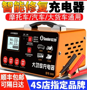 Soulor Smart Pulse Car Battery Charger 12V/24V High-Power Repair Charger for Motorcycle and Auto Batteries