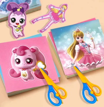 Qimiao Mengke Coloring Paper Cutting, Children's Cartoon Educational DIY Handmade Toy, Love Mengke Girl Graffiti