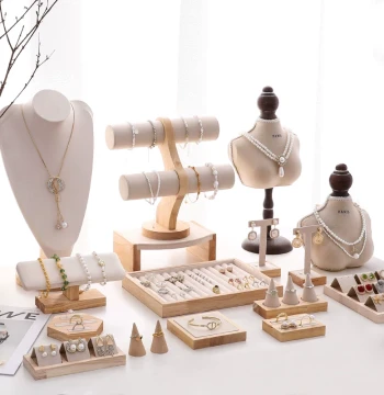 Solid Wood Jewelry Display Stand Mannequin Vertical Necklace Rack Earring Ring Bracelet Accessory Store Display Photography Prop