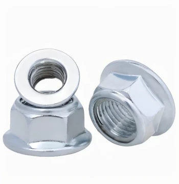 Zinc-Plated Metal Hex Flange Locking Nut, Non-Toothed Non-Slip Anti-Loose Fine Thread Nylon Nut M5-M16