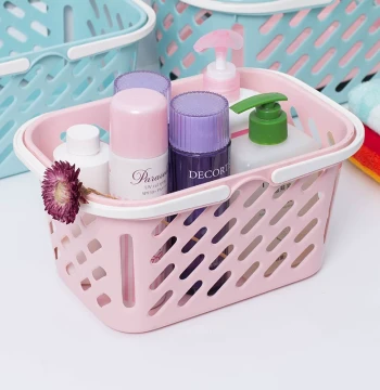 Handheld Shopping Bath Basket Plastic Beer Basket Strawberry Picking Basket Storage Basket Hollow Bathroom Bath Basket