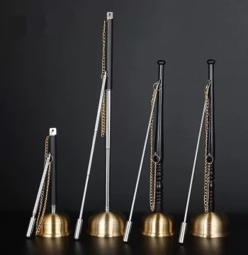 Genuine Taiwan Yinqing Ritual Instrument Bronze Qing Brass Straight Handle Yinqing Telescopic Yinqing Buddha Chanting Large/Small Size Yinqing Wholesale