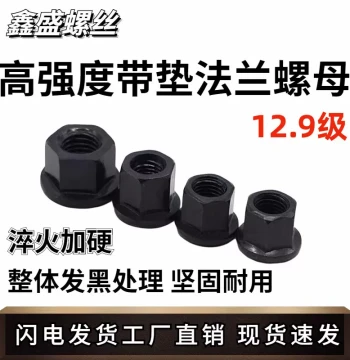 Grade 12.9 High-Strength Flange Nut with Washer, Mold Press Plate Nut M8-M36, High-Strength Flange Nut with Washer