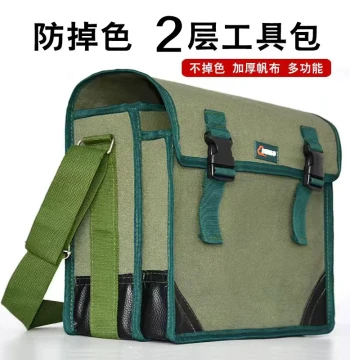 Fade-Resistant Construction Tool Bag Canvas Extra-Thick Carpenter Mason Pocket Renovation Repair Durable Double-Layer Electrician Bag
