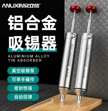 Anlixin All-Aluminum Desoldering Pump Electronic Desoldering Tool Tin Slag Remover Desoldering Pump Manual Vacuum Powerful Desoldering Gun
