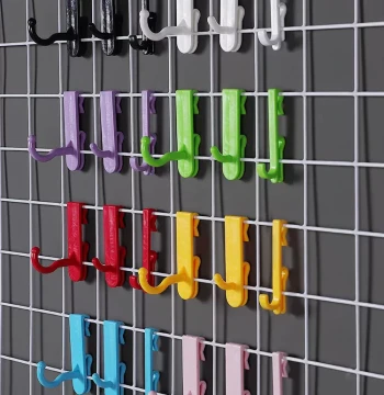 Grid Panel Hooks, Nail-Free Plastic Hooks for Wire Mesh Shelves, Wall Display Hooks, Kindergarten Storage, No Drilling Required