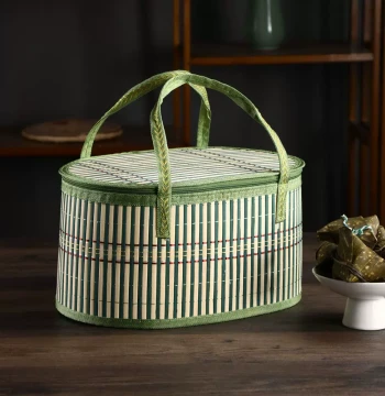 Bamboo Basket Zongzi Basket Egg Crab Basket Handheld Basket Hairy Crab Gift Box Mid-Autumn Mooncake Gift Box New Year Goods
