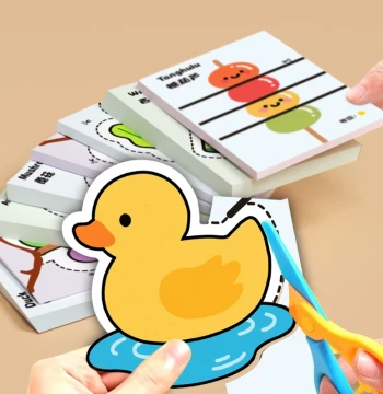 Kids Paper Cutting Craft Kit for Kindergarten Beginners, Scissors for 3-Year-Old Babies, Fun DIY Material Set Toy Book