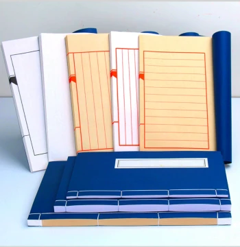 Handmade Thread-Bound Books, Calligraphy Antique-Style Red 8-Line and 10-Line Blank Frame Square Grid Seal Impressions, Genealogy Books, Small Regular Script Hand-Copied Sutras