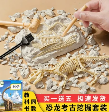 Archaeology Dinosaur Fossil Skeleton Excavation Kids Handmade Plaster Knocking Toy T-Rex Assembly Model Boy's Gift