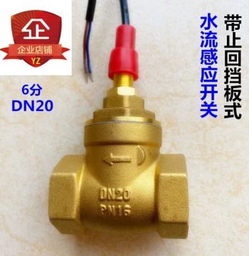 Flap-Type DN20 Copper 6/8" Internal Thread Water Flow Switch, Flow Sensor with Check Valve Function and Inductive Signal Switch