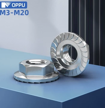 304 Stainless Steel Hex Flange Nut, Anti-Slip Locking Cap, Imperial Fine/Left-Hand Thread with Washer and Anti-Loosening Face