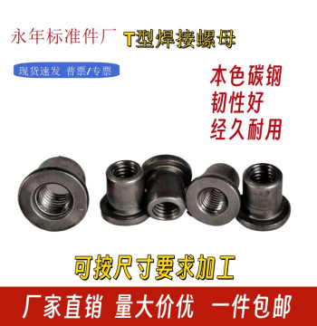 T-Type Welding Nut Step Round Nut Locking Nut Flange Cylinder Nut Cold-Headed Iron Plate T-Cap M5-M12