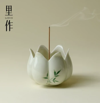 Lizuo Pure Hand-Painted Xiaozhu Small Incense Burner Stick Incense Holder Agarwood Sandalwood Incense Burner Household Incense Utensil Incense Lighting Tray Indoor