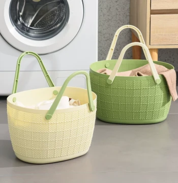 Large Soft-Handle Shopping Basket for Home, Dorm, or Bath Use – Imitation Rattan Storage Organizer