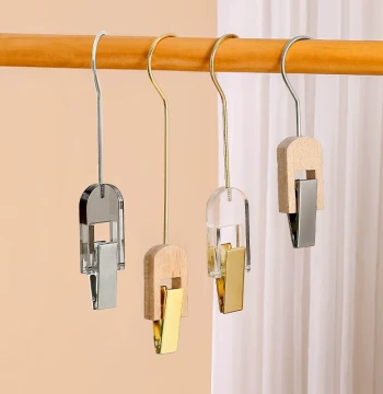 Transparent Crystal Acrylic Hat Clips with Hooks, Solid Wood Garment and Skirt Clips, Sample Clips for Clothing Stores