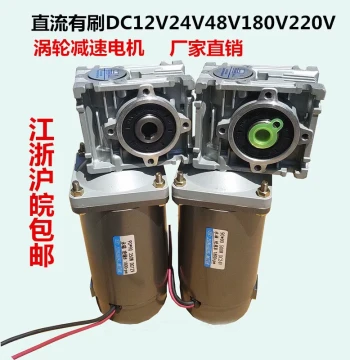 DC Brushed Motor with Worm Gear Reducer – Available in 100W, 160W, 350W, 500W; Compatible with DC12V, 24V, 48V, 220V