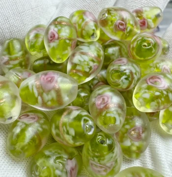 Matte Inner Flower Glass Bead - Price Per Piece