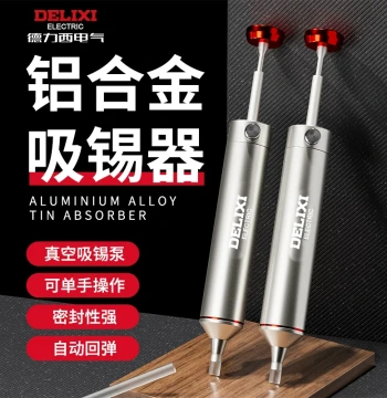 Delixi High-Power Desoldering Pump for Electronic Solder Removal, Manual Vacuum Solder Sucker Gun