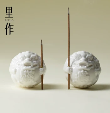 Lizuo White Porcelain Lucky Pixiu Threaded Incense Holder Home Indoor Sandalwood Agarwood Incense Burner Aromatherapy Incense Burner Incense Stand Incense Base