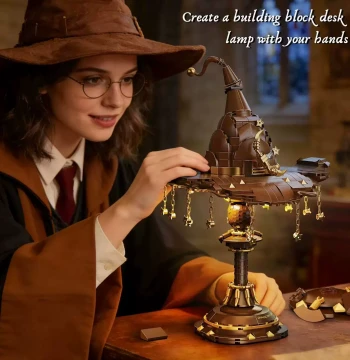 New Magic Hat Building Block Lamp Harry Potter Educational Assembly Trendy Toy Boys Girls Birthday Gift Display